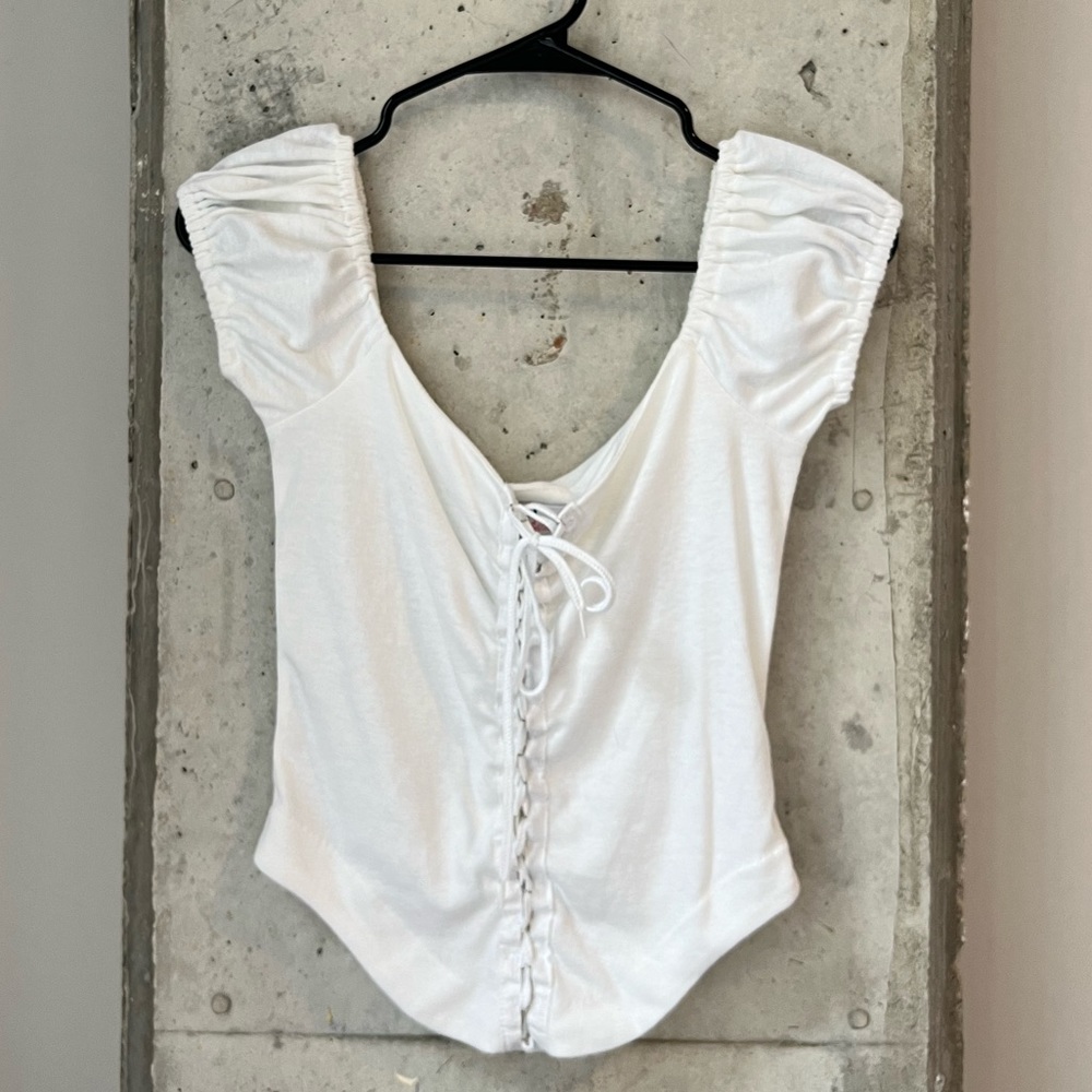 Vintage Avon Bohemian Corset Tie Front Top